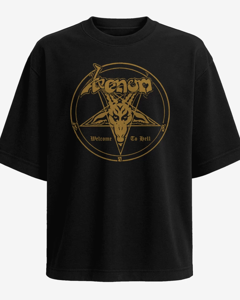 Polera Oversize Negro de Venom Welcome To Hell