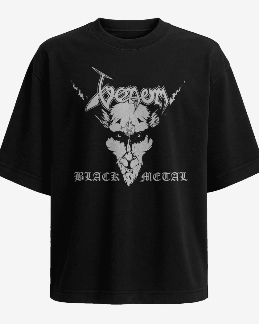 Polera Oversize Negro de Venom Black Metal v2