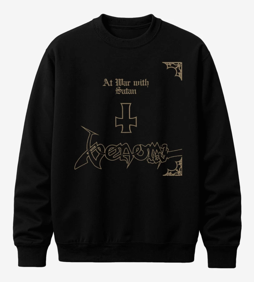 Poleron polo Negro de Venom At War with Satan 