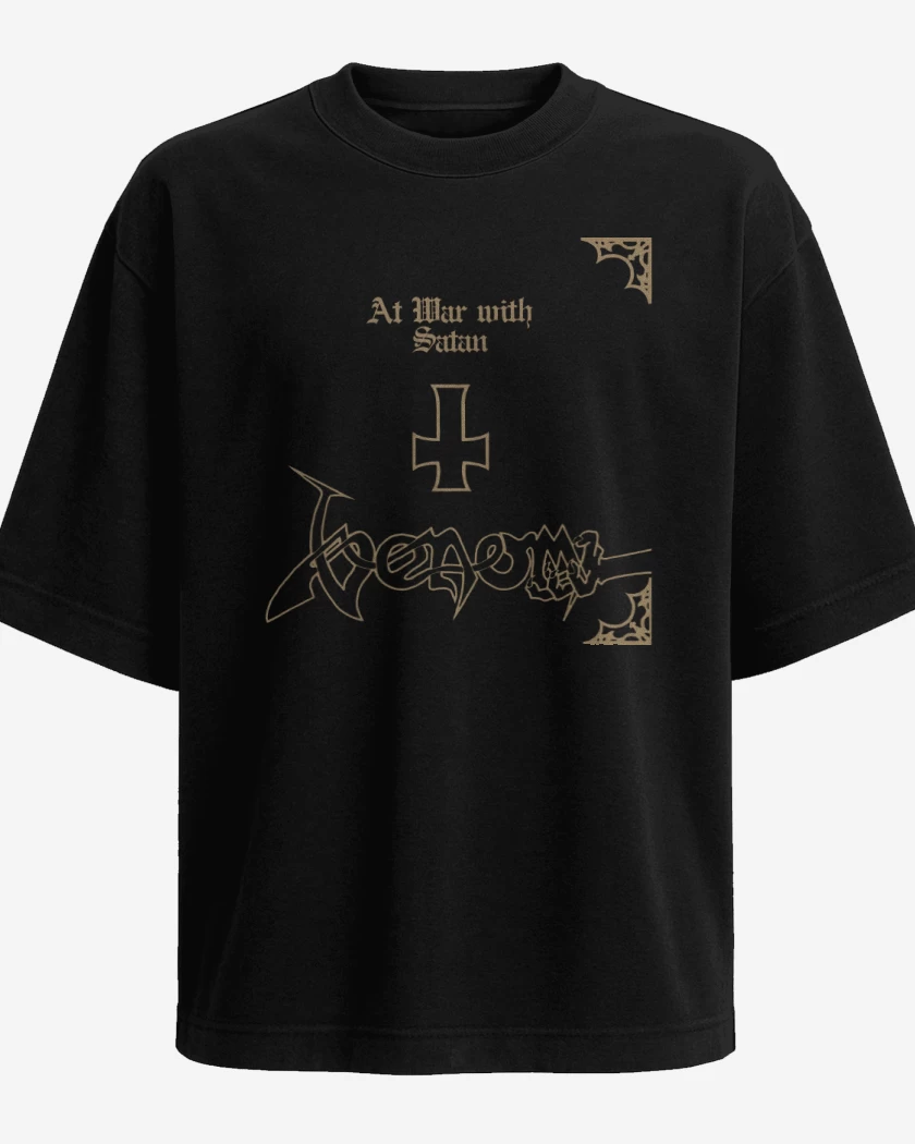 Polera Oversize Negro de Venom At War with Satan 