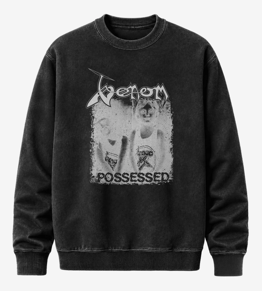 Poleron Polo Acid Wash Negro de Venom Possessed 