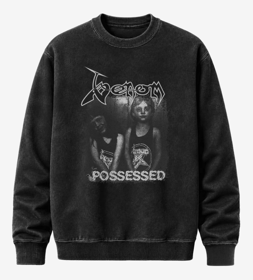 Poleron Polo Acid Wash Negro de Venom Possessed BN