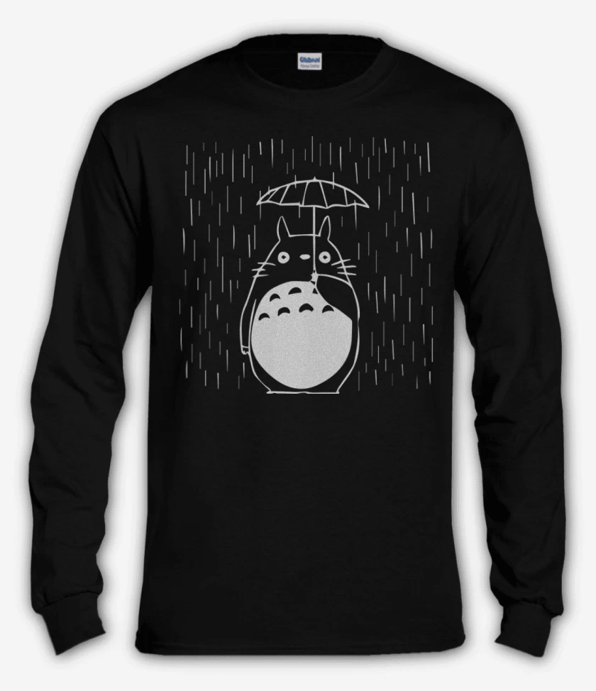Polera manga larga Negro de Totoro