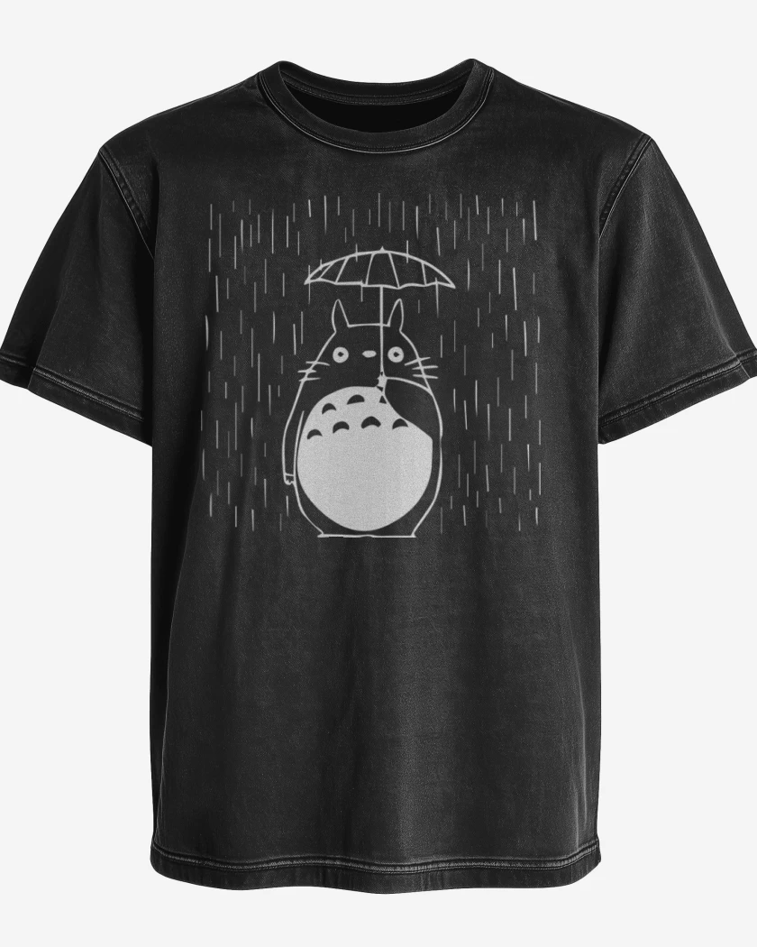 Polera desgastada Negro de Totoro