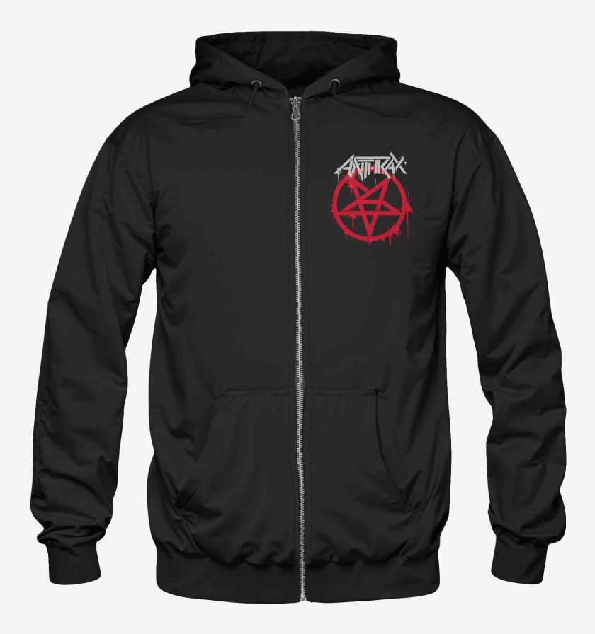 Poleron Canguro con cierre Negro de Anthrax Logo v2