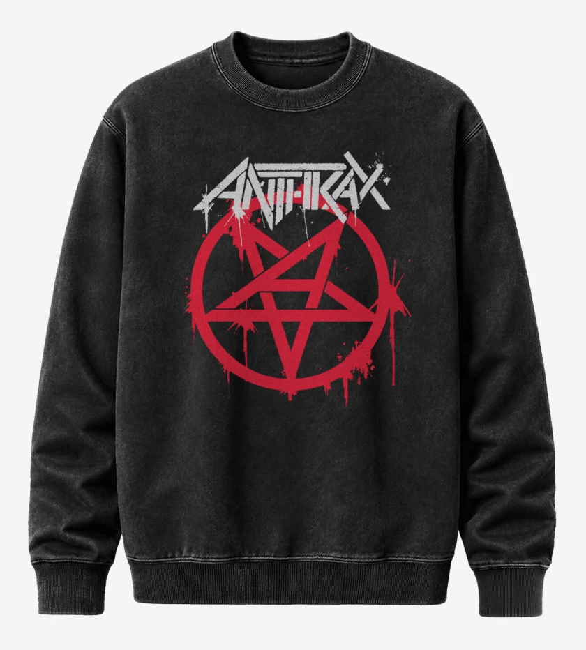 Poleron Polo Acid Wash Negro de Anthrax Logo v2