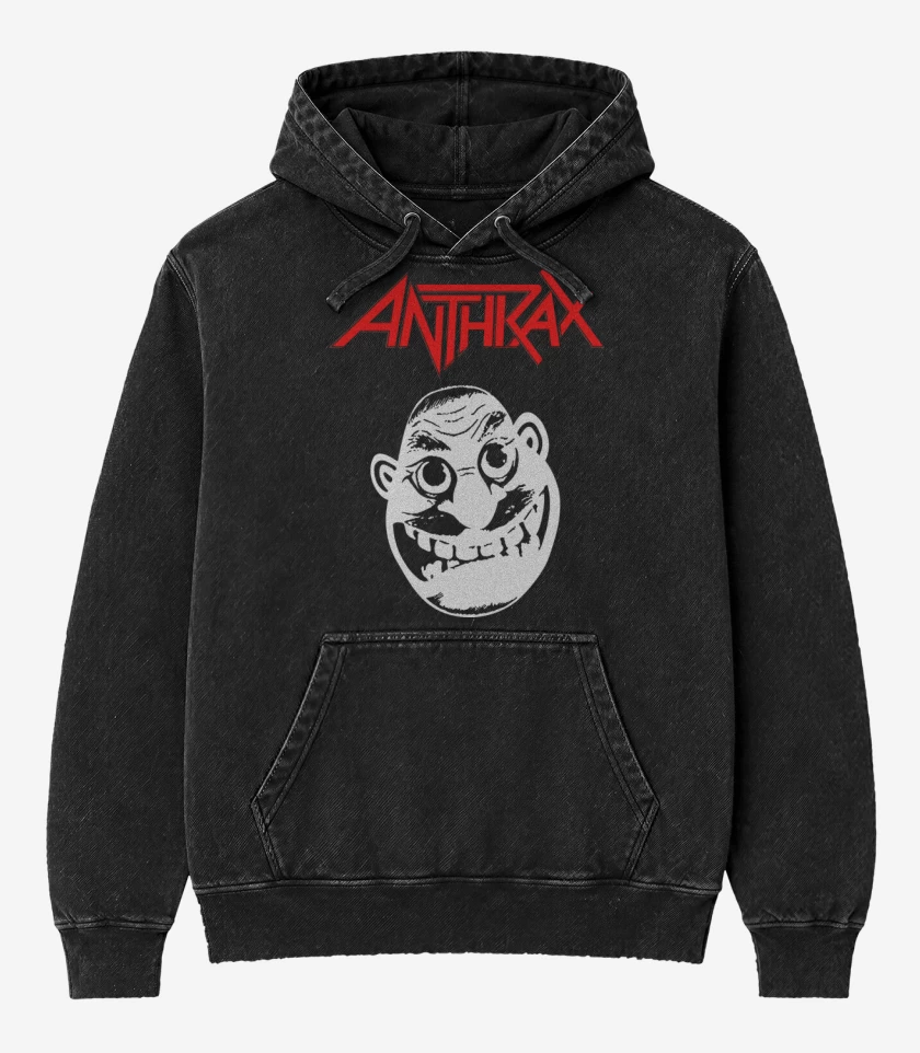 Poleron Canguro Acid Wash Negro de Anthrax Not Man