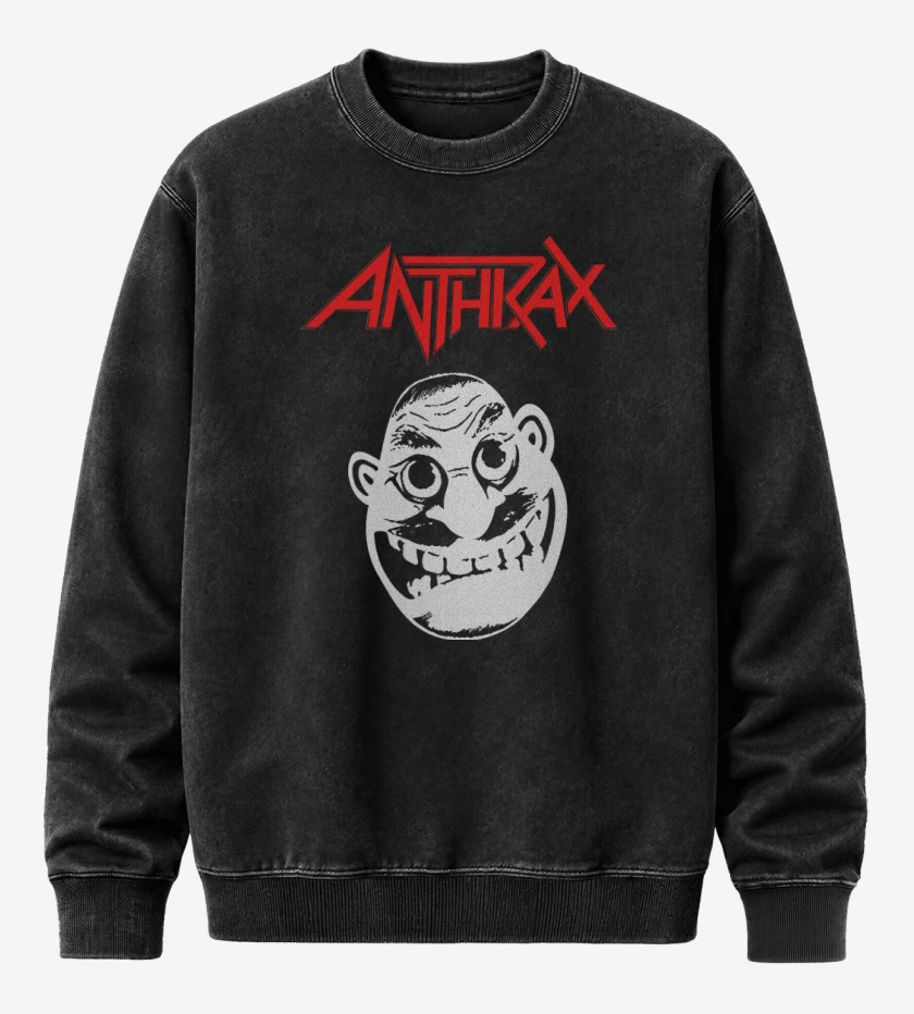 Poleron Polo Acid Wash Negro de Anthrax Not Man