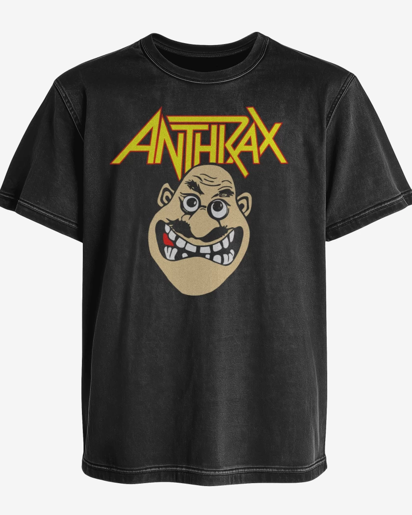 Polera desgastada Negro de Anthrax Notman
