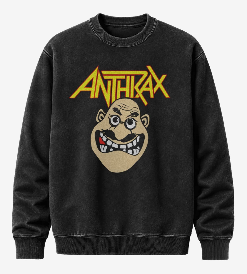 Poleron Polo Acid Wash Negro de Anthrax Notman