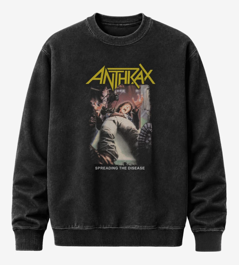 Poleron Polo Acid Wash Negro de Anthrax Spreading the Disease 
