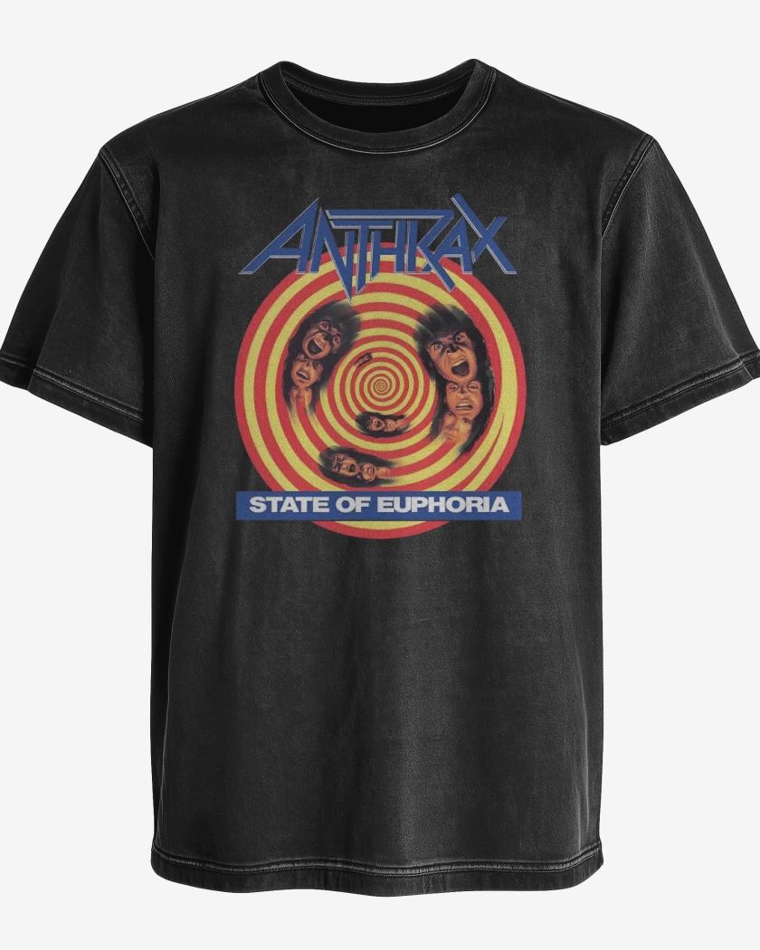 Polera desgastada Negro de Anthrax State of Euphoria