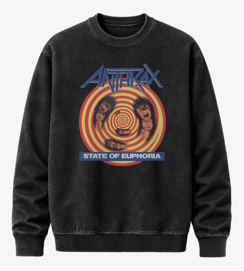 Poleron Polo Acid Wash Negro de Anthrax State of Euphoria