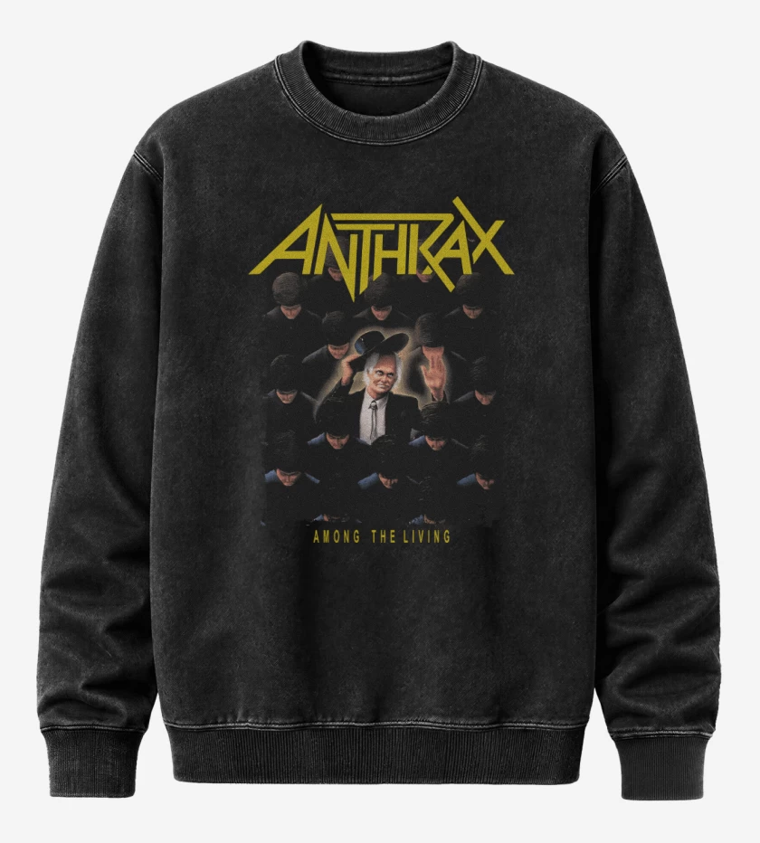 Poleron Polo Acid Wash Negro de Anthrax Among The Living Album