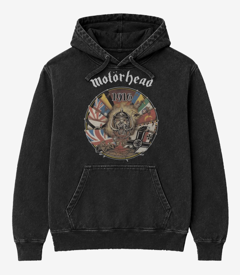 Poleron Canguro Acid Wash Negro de Motorhead 1916