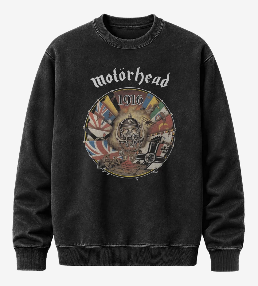 Poleron Polo Acid Wash Negro de Motorhead 1916
