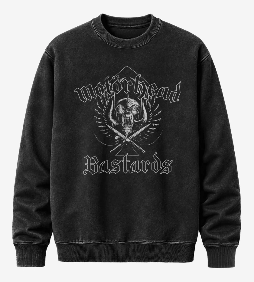 Poleron Polo Acid Wash Negro de Motorhead Bastards