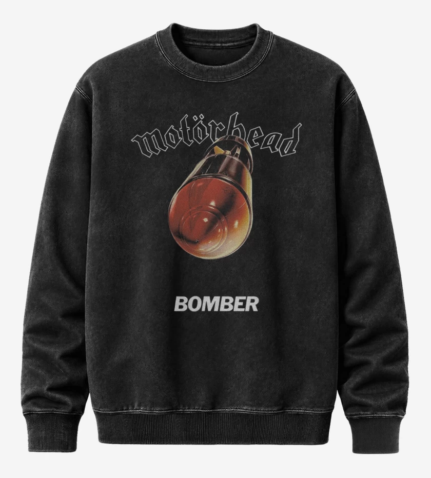 Poleron Polo Acid Wash Negro de Motorhead Bomber