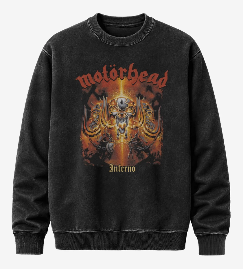 Poleron Polo Acid Wash Negro de Motorhead Inferno
