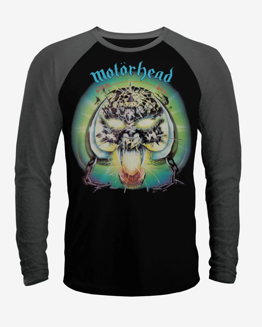 Polera Raglan Negro / Negro Heather de Motorhead Overkill