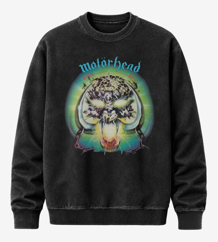 Poleron Polo Acid Wash Negro de Motorhead Overkill