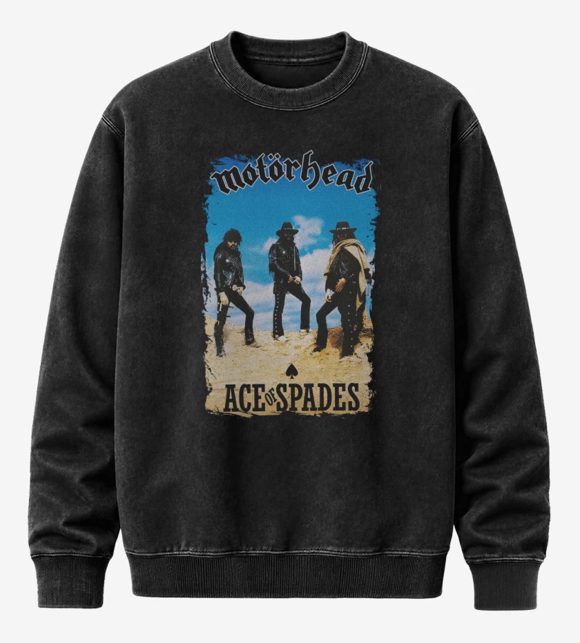 Poleron Polo Acid Wash Negro de Motorhead Ace of Spades v1