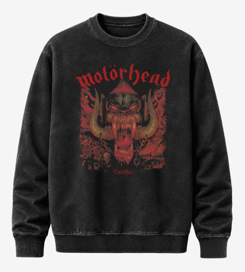 Poleron Polo Acid Wash Negro de Motorhead Sacrifice