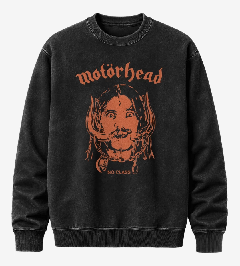 Poleron Polo Acid Wash Negro de Motorhead No Class