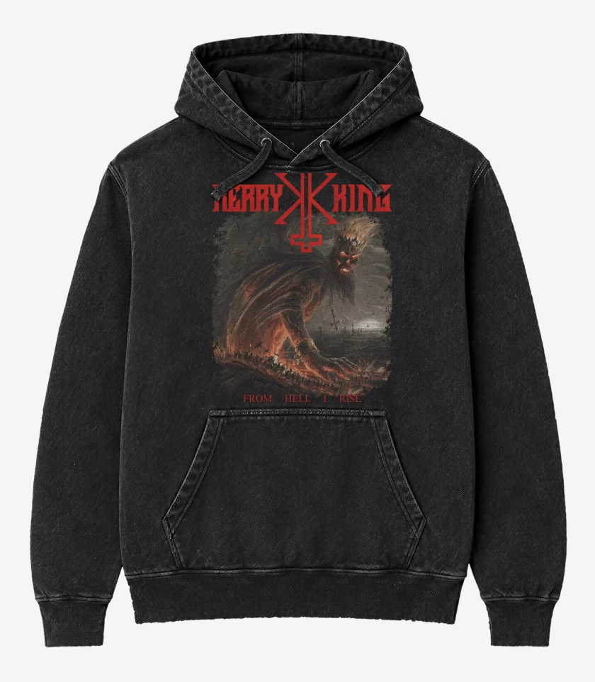 Poleron Canguro Acid Wash Negro de Kerry King From Hell