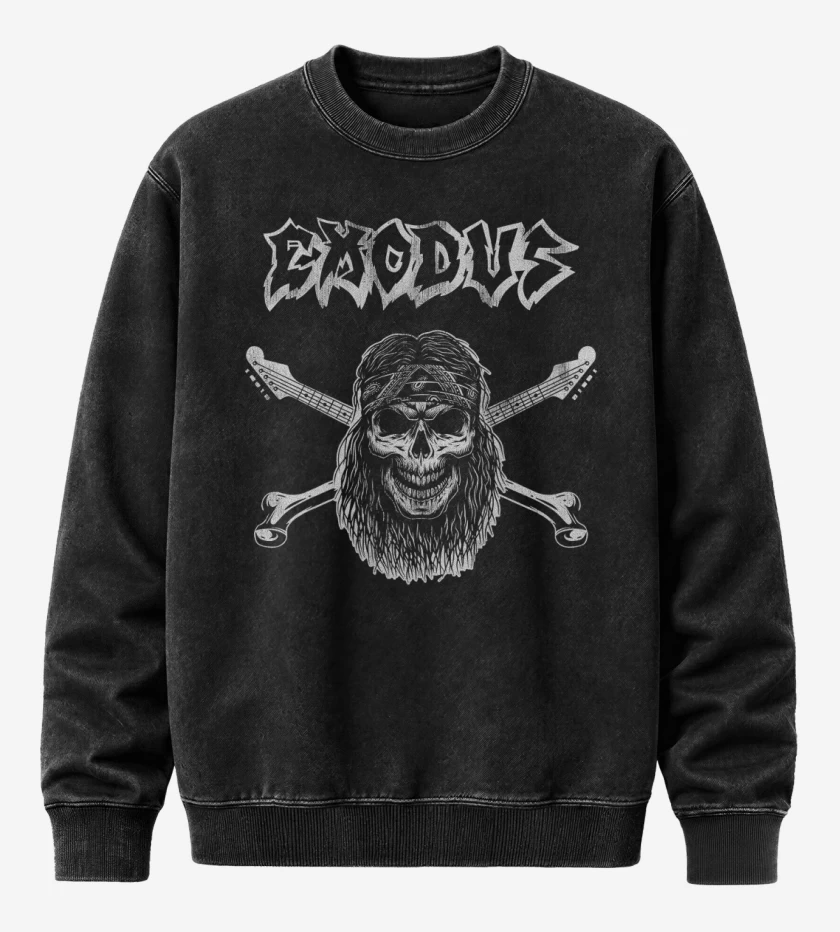 Poleron Polo Acid Wash Negro de Exodus Logo