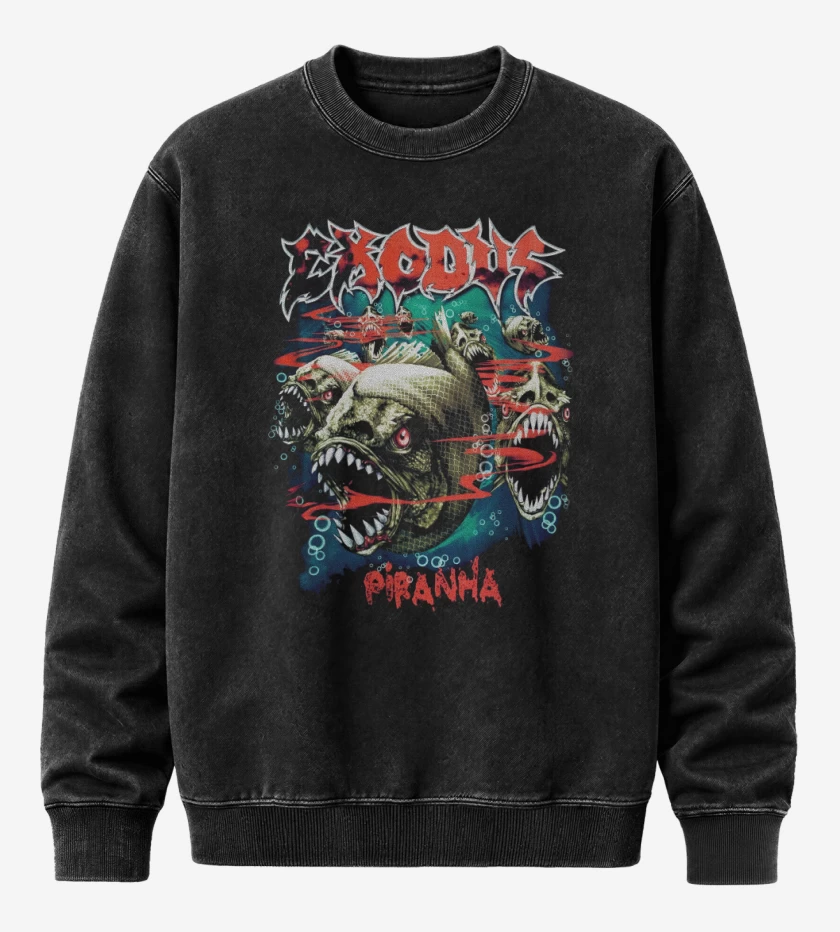 Poleron Polo Acid Wash Negro de Exodus Piranha