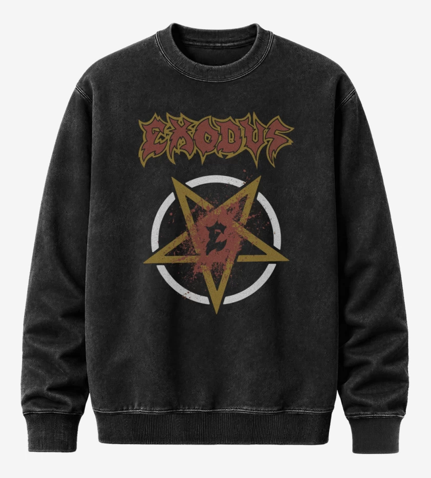 Poleron Polo Acid Wash Negro de Exodus No Love 