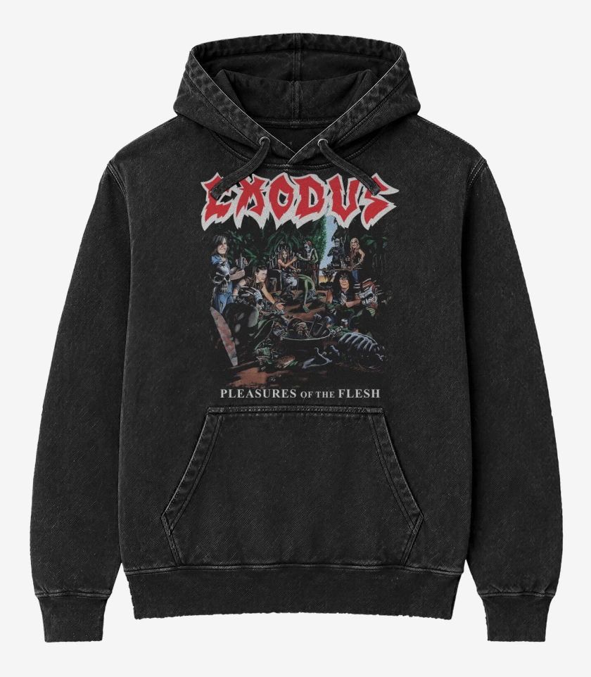 Poleron Canguro Acid Wash Negro de Exodus Pleasures