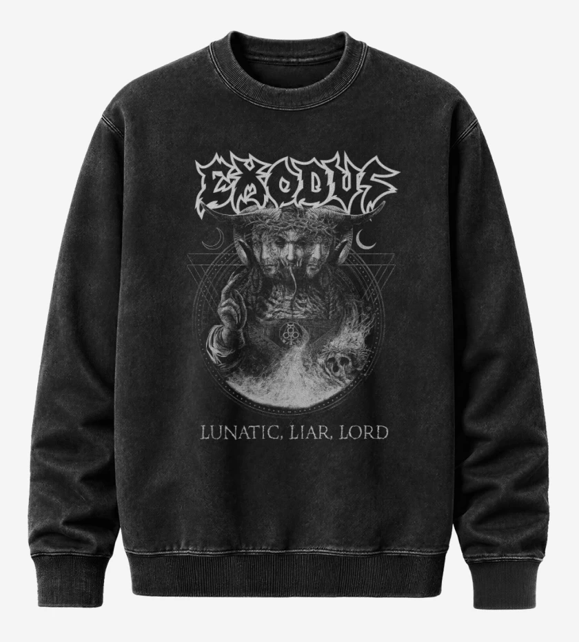 Poleron Polo Acid Wash Negro de Exodus Lunatic Liar Lord