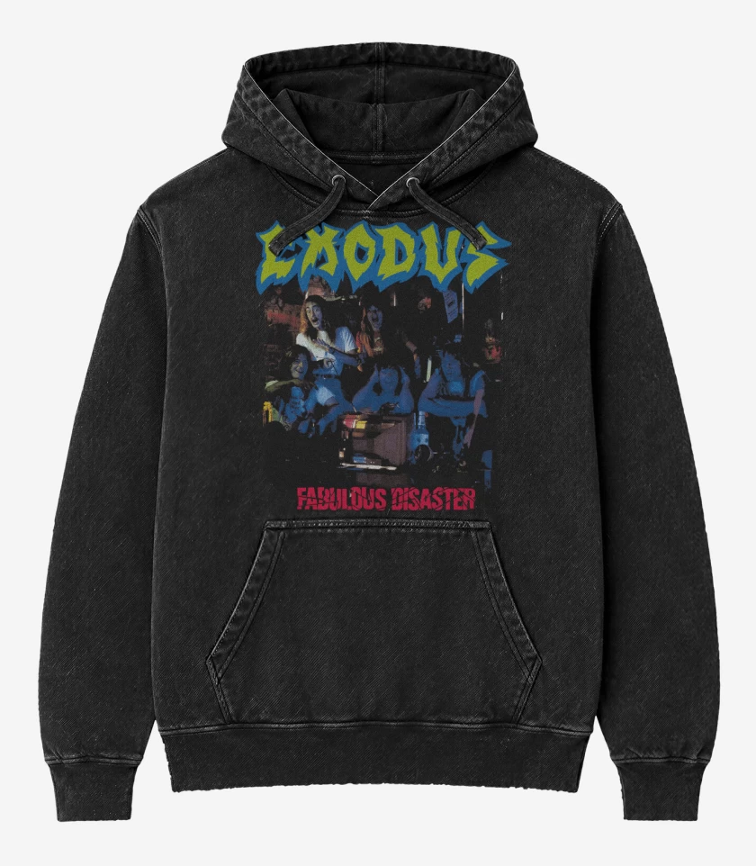 Poleron Canguro Acid Wash Negro de Exodus Fabulous Disaster