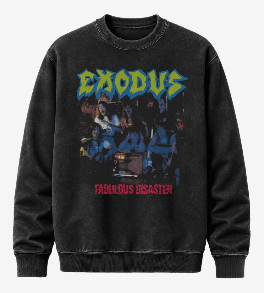 Poleron Polo Acid Wash Negro de Exodus Fabulous Disaster