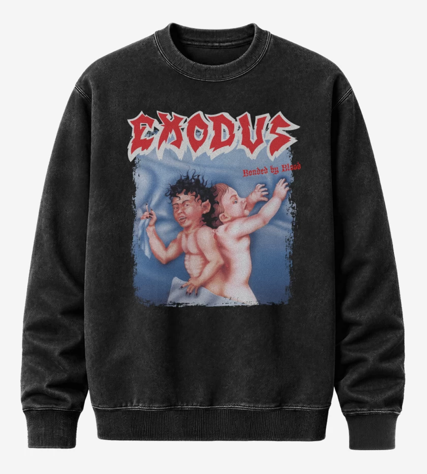 Poleron Polo Acid Wash Negro de Exodus Bonded By Blood