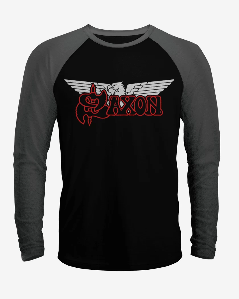 Polera Raglan Negro / Negro Heather de Saxon Logo