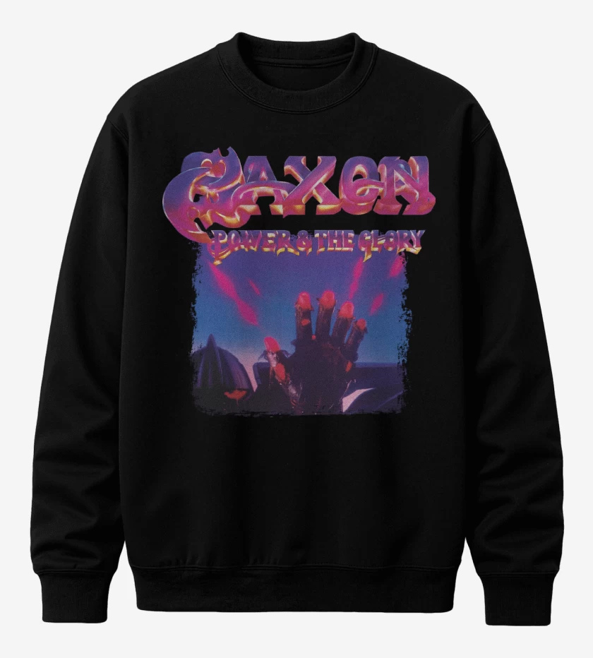 Poleron polo Negro de Saxon Power and The Glory