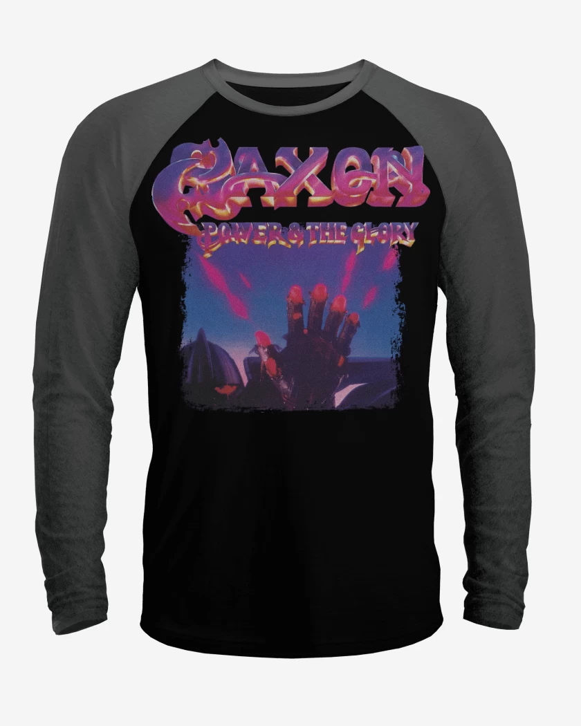 Polera Raglan Negro / Negro Heather de Saxon Power and The Glory