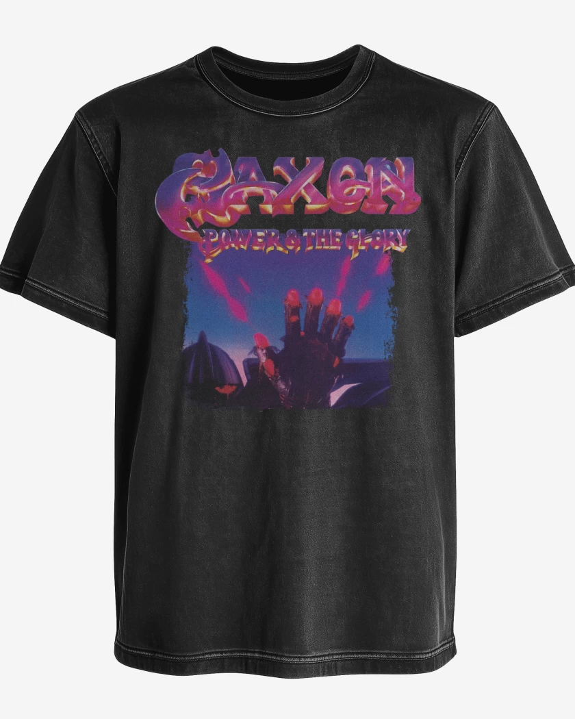 Polera desgastada Negro de Saxon Power and The Glory