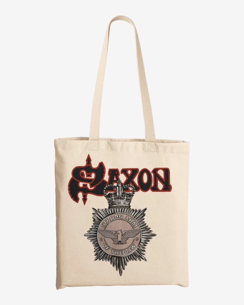 Totebag Blanco de Saxon Strong Arm of the Law