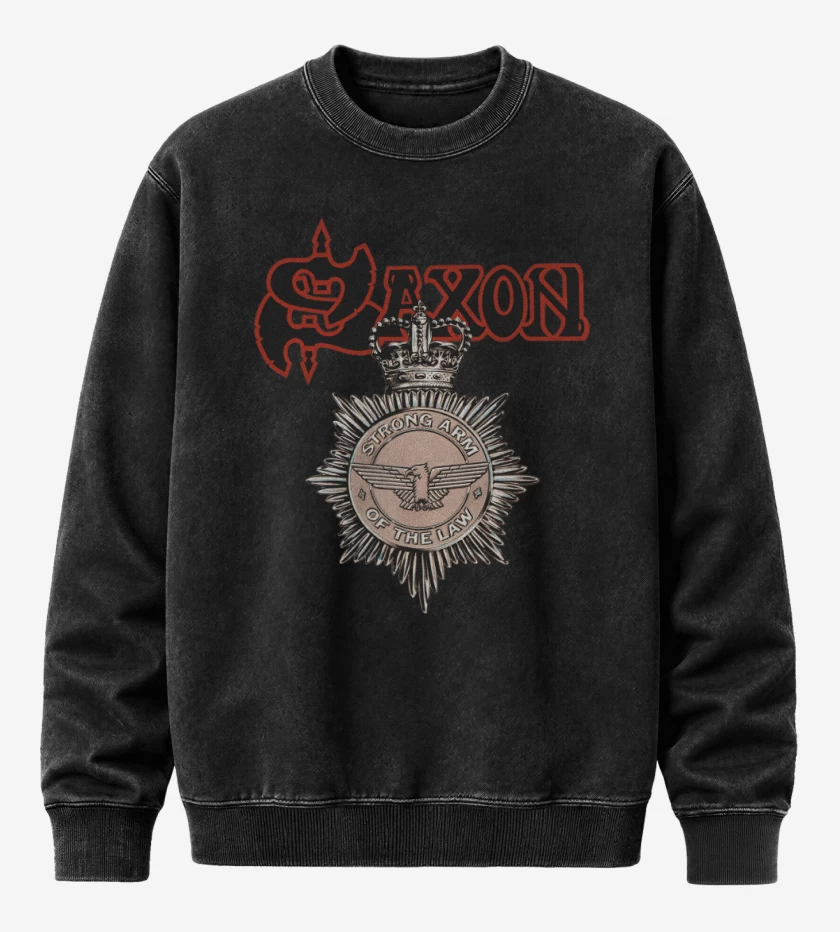 Poleron Polo Acid Wash Negro de Saxon Strong Arm of the Law