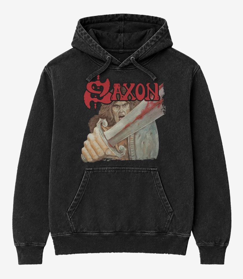 Poleron Canguro Acid Wash Negro de Saxon Saxon