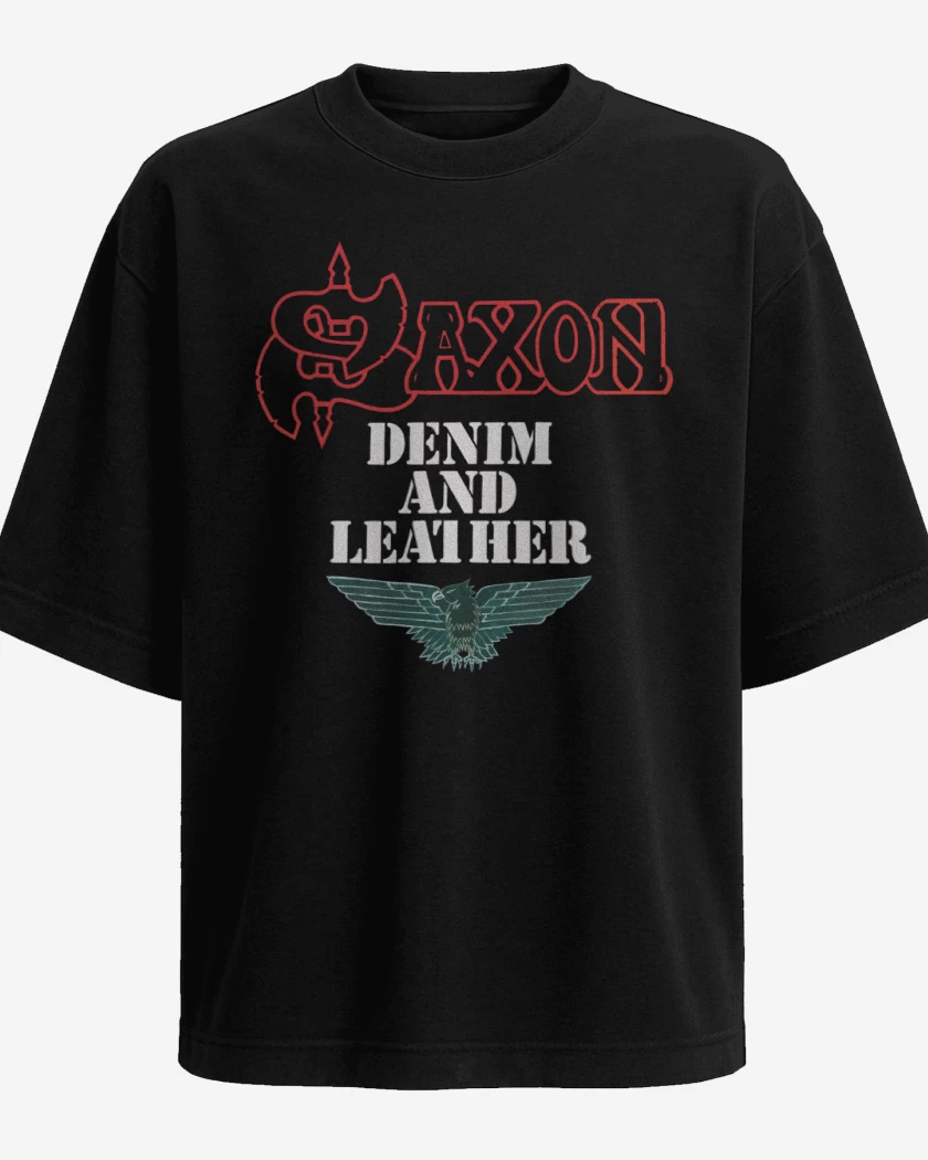 Polera Oversize Negro de Saxon Denin and Leather