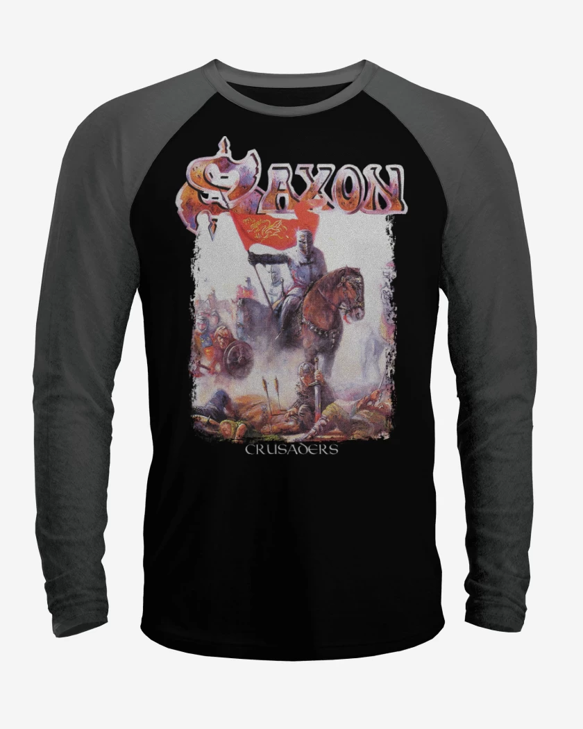 Polera Raglan Negro / Negro Heather de Saxon Crusaders