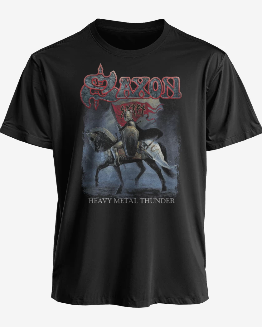 Polera premium Negro de Saxon Heavy Metal Thunder