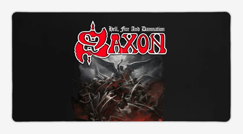 Mouse pad Gamer Negro de Saxon Hell Fire and Damnation