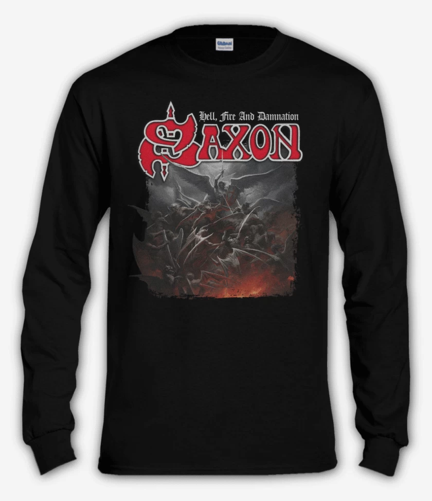 Polera manga larga Negro de Saxon Hell Fire and Damnation