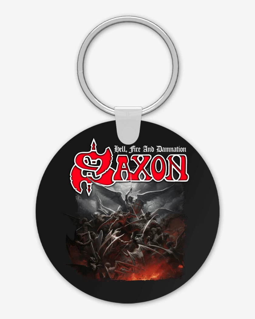 Llavero Negro de Saxon Hell Fire and Damnation
